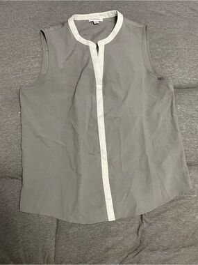 Calvin Klein Gray Sleeveless Top with White Placket